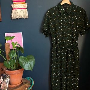 Monki wide leg polka dotted belted jumpsuit
